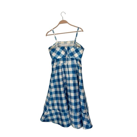 eShakti 1x 16W blue white checkered dress sleeveless fit flare womens - Picture 3 of 4